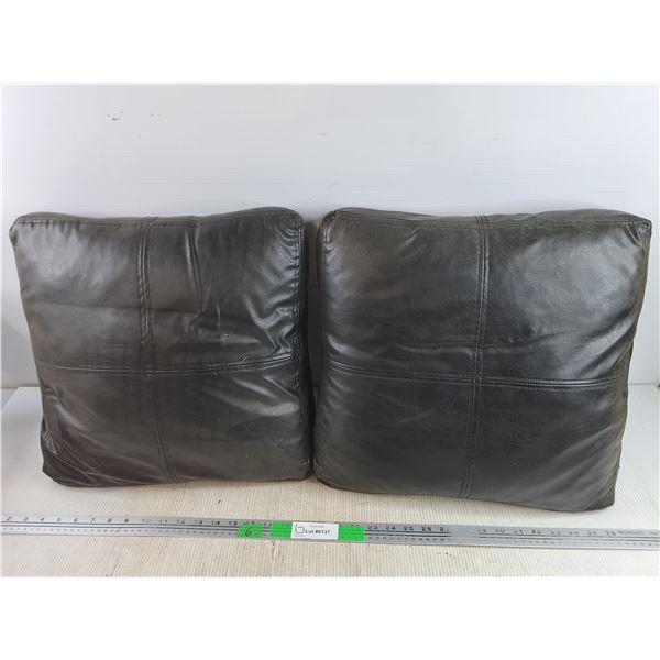 (2) Faux Leather Pillows 23" - PICK UP