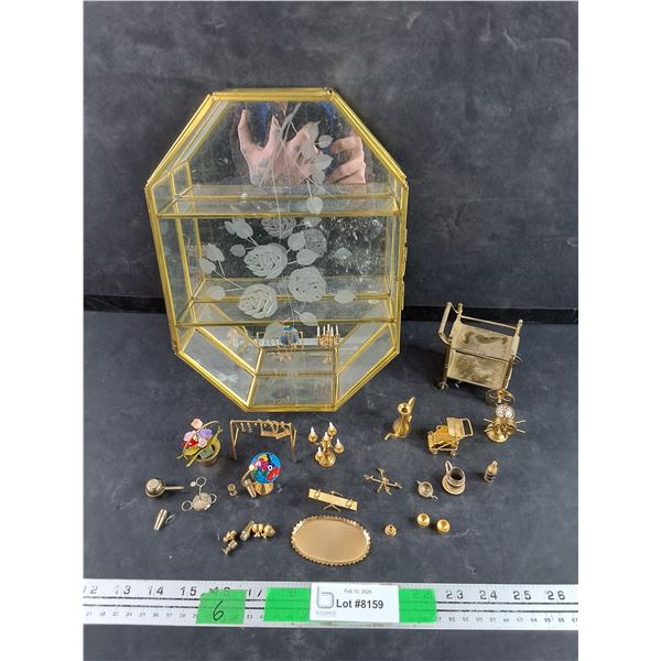 Brass Glass Display Case 11" x 8" x 2 1/2", Brass Ornaments - PICK UP