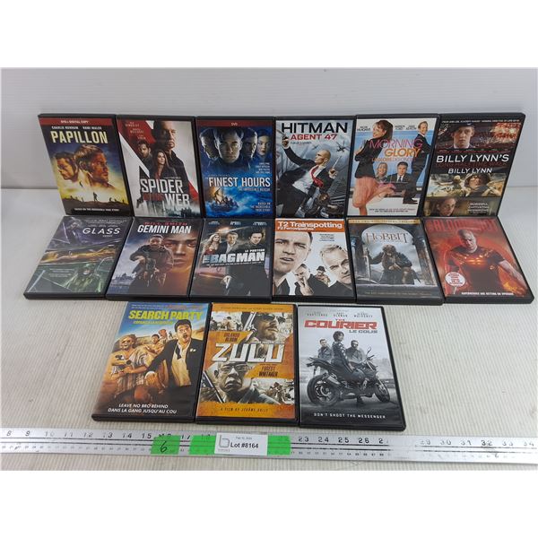 Assorted DVD Movies - Hitman Agent 47, Spider in the Web, Papillon, The Hobbit