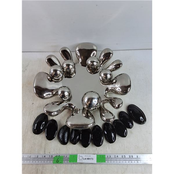 Chrome Orb & Pebble Sculptural Centerpiece