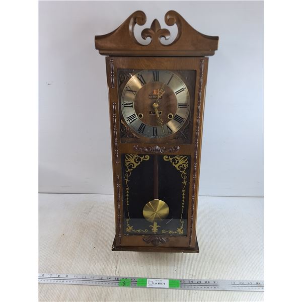 Vintage Citizen 31 Day Wooden Wall Clock - As Is, 29" x 10" x 5" - PICK UP ONLY