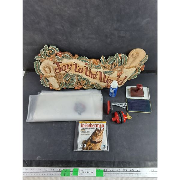 Joy to the World Wall Decor, Stamp Pad Inker, Stamp Pad w/ Stamp, Rear Bicycle Reflector, Lock