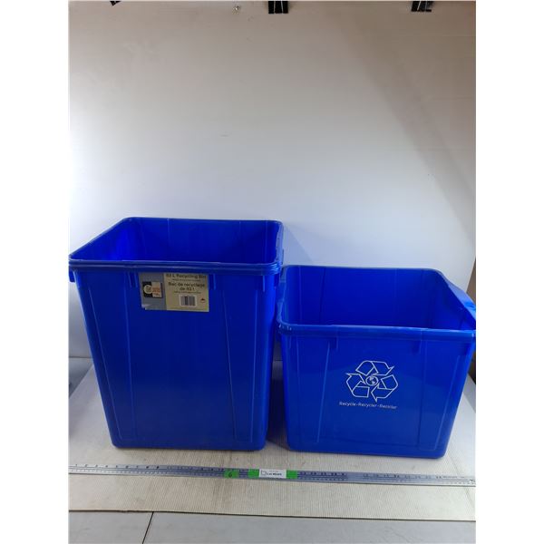 (2) Plastic Recycling Bins 21" x 18" x 15", 18" x 15" x 16", PICKUP ONLY