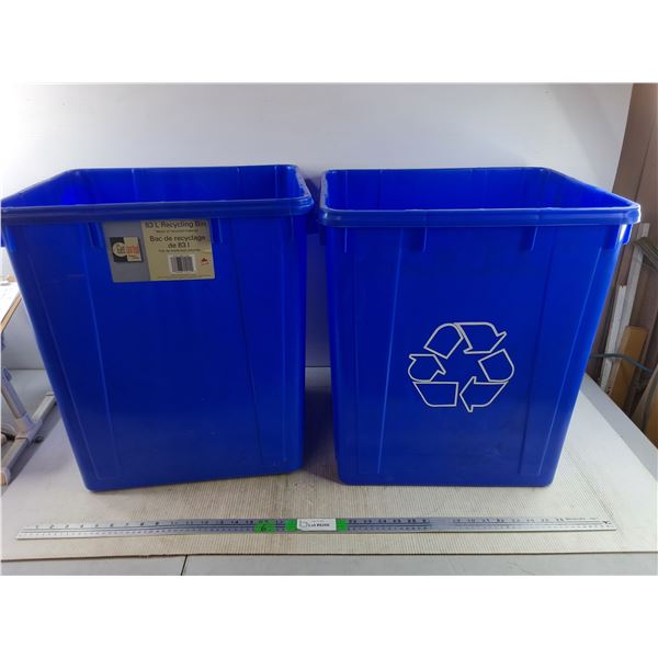 (2) Plastic Recycling Bins 21" x 18" x 15", PICKUP ONLY