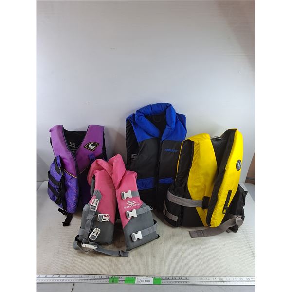 (4) Life Vests - Adult & Kids Sizes - Stearns, Mustang Survival, Connelly
