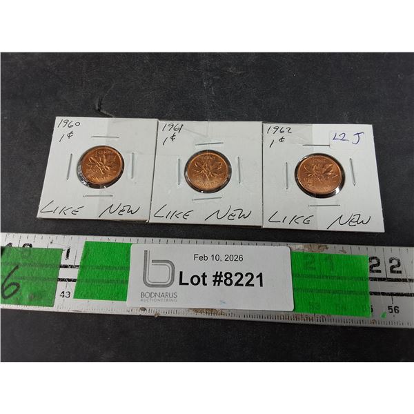 Vintage 1960 - 1962 Canadian 1 Cent Coins - Collectible