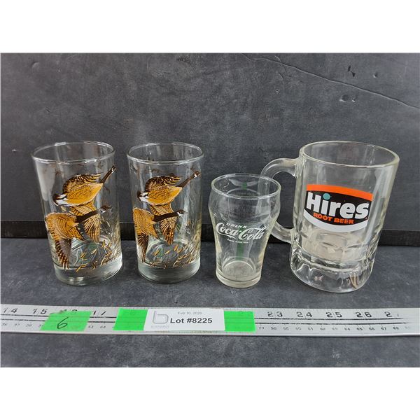 Hires Root Beer Glass Mug, Coca Cola & Goose Glasses