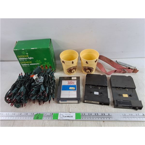 Outdoor Miniature Lights - Powers On, As Is, Stereo Cassette Adapters, Calgary Stampede Cups, Misc