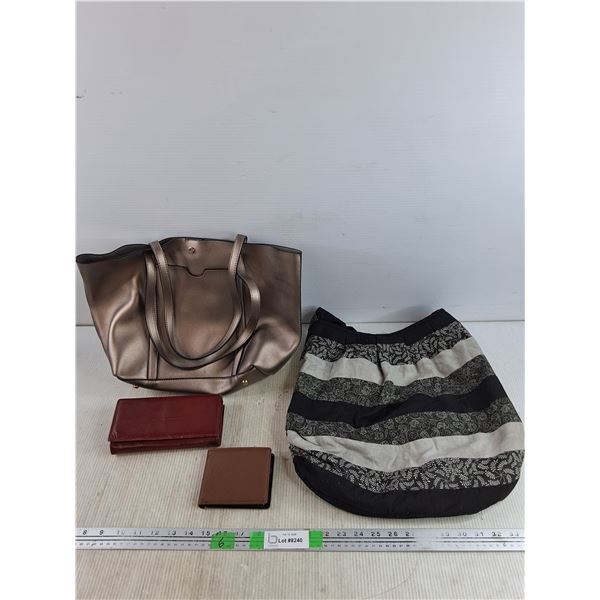 Faux Leather Women's Purse, Cloth Tote Bag, (2) Wallets