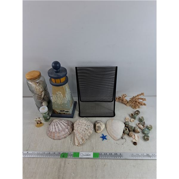 Sea Shells & Beach Rocks, Wooden Lighthouse, Coral, I'm Crabby Ornament, Magazine Stand