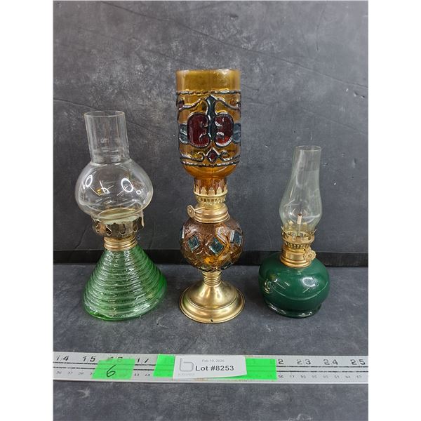 (3) Vintage Kerosene Lamps - Some Damage - PICK UP