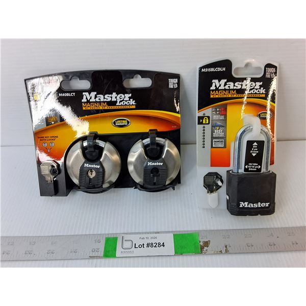 (3) Master Lock Padlocks, New