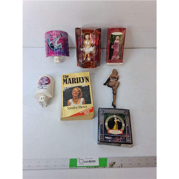 Marilyn Monroe Lot- Book, Night Lights, Tree Ornaments