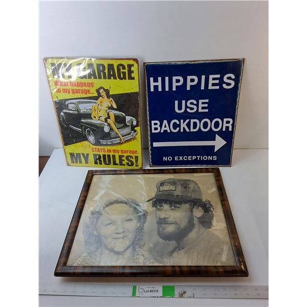 Photo Frame 19.25" x 15.5", Hippies & Garage Metal Signs-PICK UP