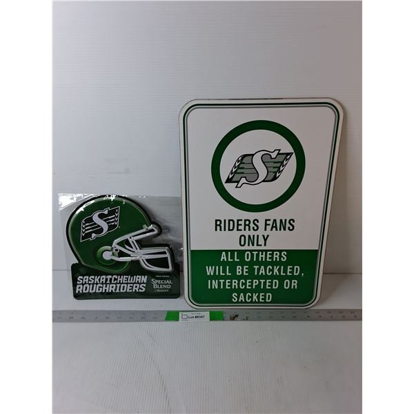 (2) Sask. Roughriders Metal Signs Up to 17.75" x 11.75"