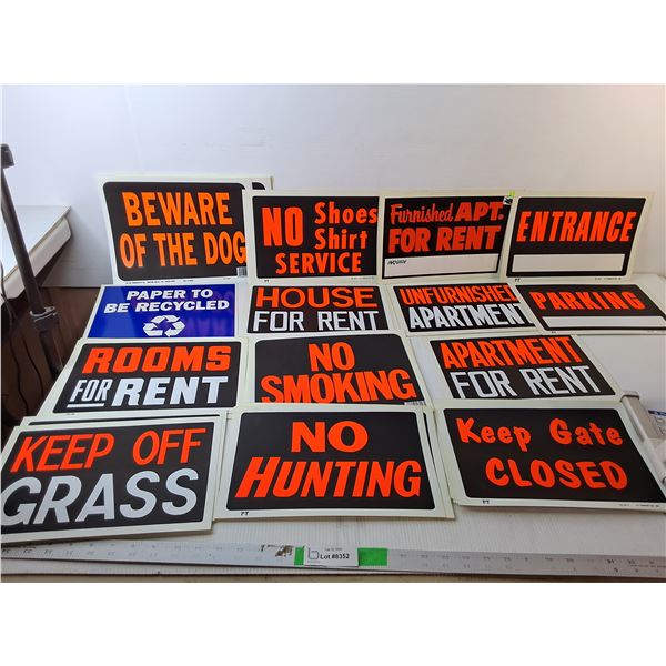 Miscellaneous Signs- No Hunting/Smoking, Keep Off Grass, Misc. 12" x 8"