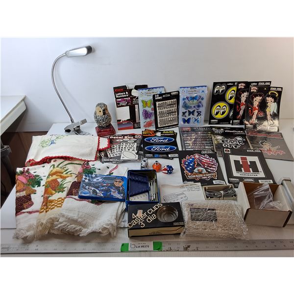 Stickers/Window Decals, Clamp Lamp- Powers On, As Is, Caller ID Unit, Misc.