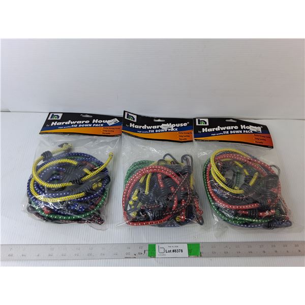 (3) Bags of Bungee Tie Down Cords- Sealed