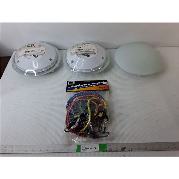 Bungee Tie Down Cords & (3) Ceiling Lights 10" Diameter - PICK UP