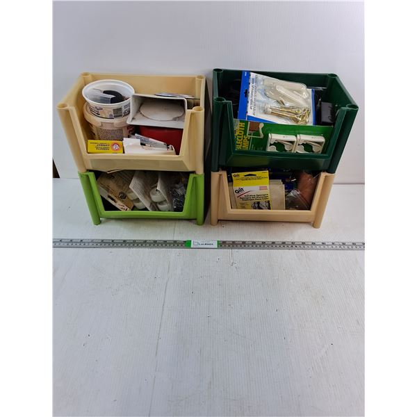 (4) Stackable Containers with Miscellaneous Hardware as pictured