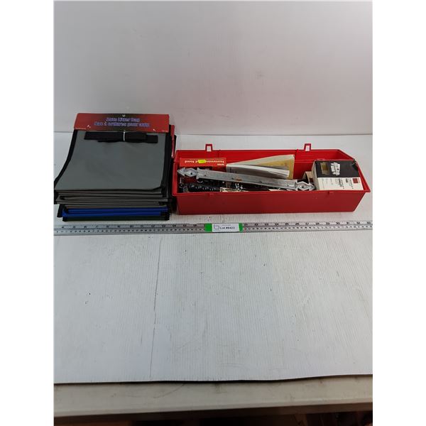 (9) Auto Litter Bags and Plastic Tool Box of Misc.