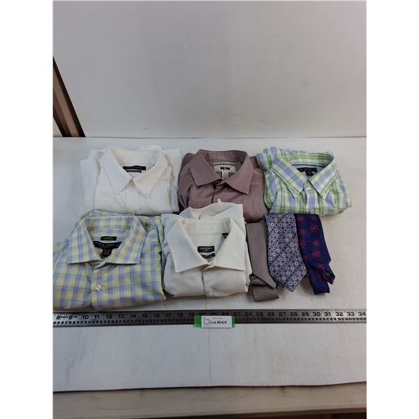 (5) Men's Collared Shirts (Sizes in Pictures), (3) Neck Ties