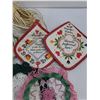 Image 4 : Vintage "Hollywood" Rotary Telephone, Phone Cords, Assorted Doilies & Pot Holders