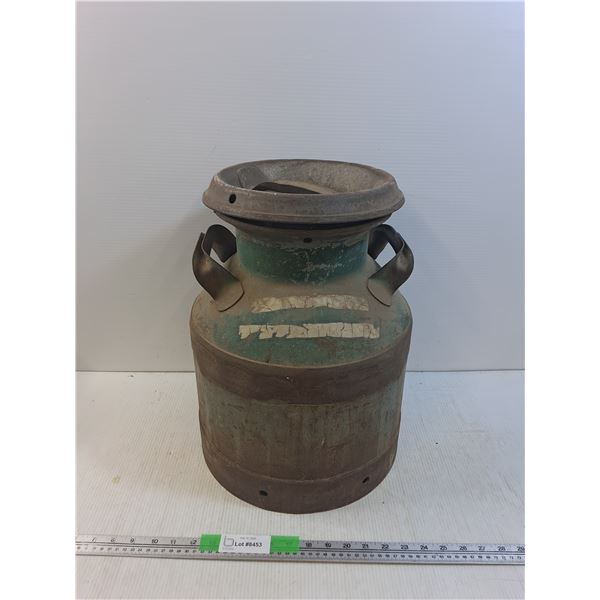 Vintage Industrial Steel Metal Milk Can With A Lid 12"X17" Cannot Ship