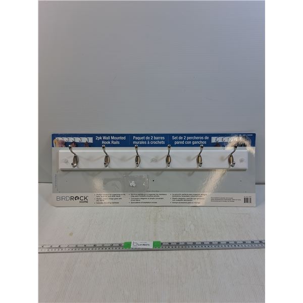 Birdrock Home Only 1, Wall Mounted Hook Rail 2.75"x27"