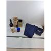 Image 1 : Wine Ice Bucket, Decanters, Glasses, Round Table Cloth 64" Diameter, Misc.