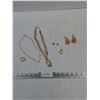 Image 1 : Various Jewelry Pieces- (2) Necklaces, Pin, (3) Sets Of Earrings (1 Missing)