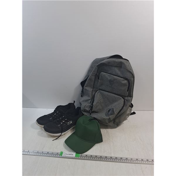 Skechers Shoes- Size 9, Elmwood Backpack, Cap - L