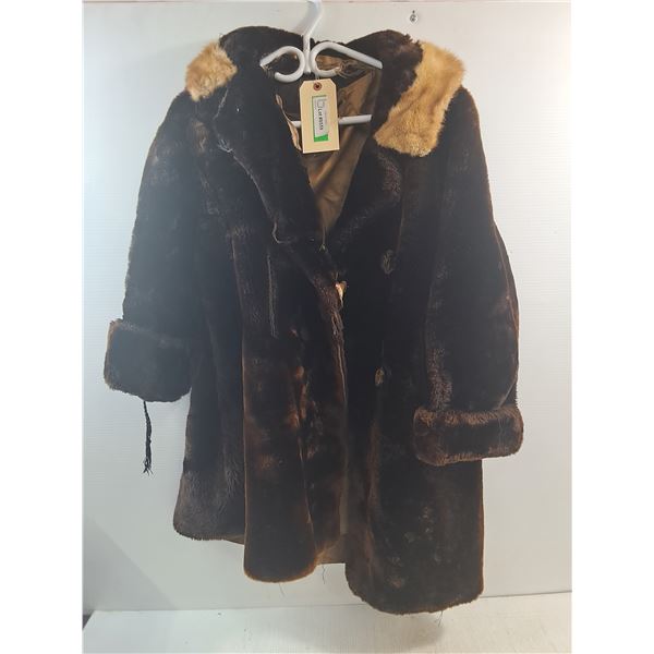 * Dark Brown Faux Fur Coat - Approx Large Size
