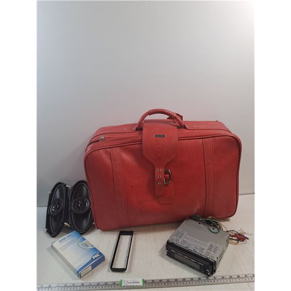 Pink Faux Leather Suitcase 24"x16", Car Stereo w/CD Player, Car Speakers,  Steering Wheel Cover