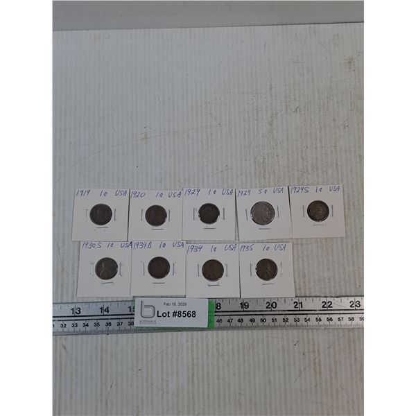 American Cent Coins- 1919- 1934 Range