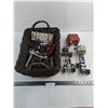 Image 1 : Wicker Basket w/2 Model Trucks - As is