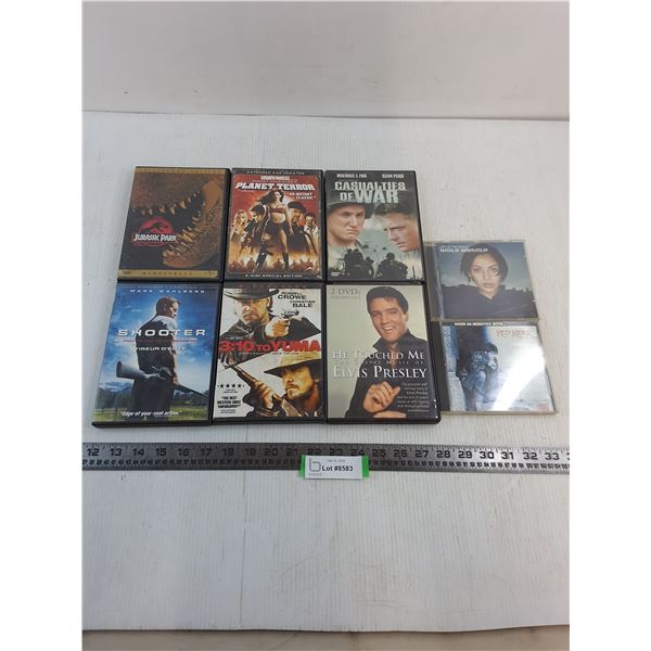(6) DVD Movies (Jurassic Park, 3:10 to Yuma, Planet Terror), (2) Music CD's