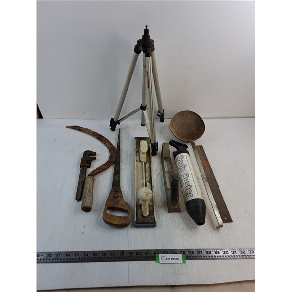 Assorted Old Hand Tools, Tristar Tripod, Drain Buster - PICK UP