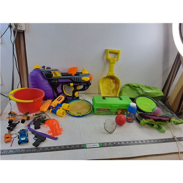 Various Kids Toys- Sand Toys, Tackle Box, Water Gun