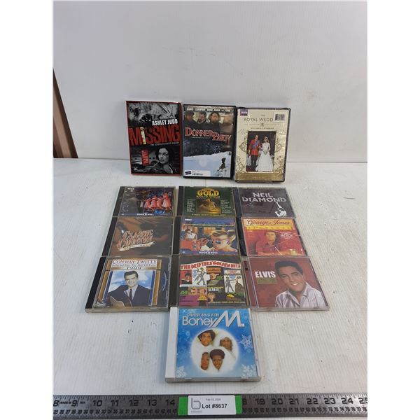 (3) Various DVDS & (10) Assorted CDS- Christmas Elvis, The Royal Wedding