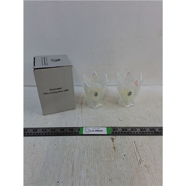 (2) Handcrafted Glass Candle Holders