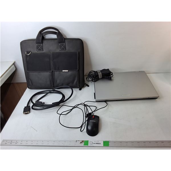 Lenovo Laptop- Powers On-As Is, Charging/Monitor Cables, Mouse & Bag