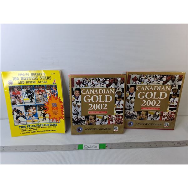 (2) Canadian Gold 2002 Hockey Hottest Stars Books & 1990-91 Hockey Book