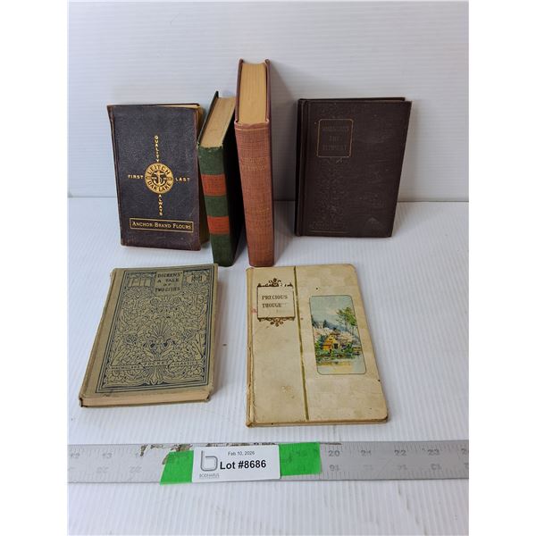 (6) Antique Books- The Tempest, A Tale of Two Cities, Misc.