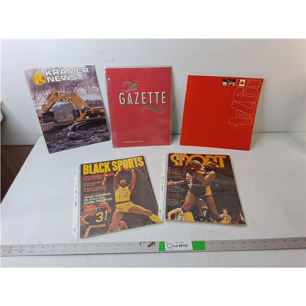 (5) Magazines- Sport, Black Sports, Canada vs Russia 1974, Misc.