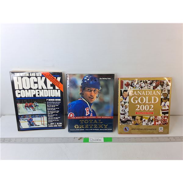 (3) Hockey Books- Total Gretzky, '86-'87 Compendium, Canadian Gold 2002