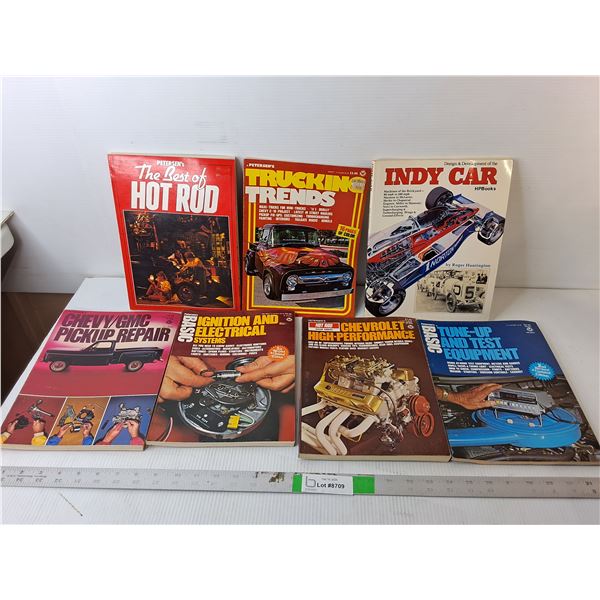 (7) Automotive Books- Hot Rod, Indy Car, Electrical Systems, Misc.