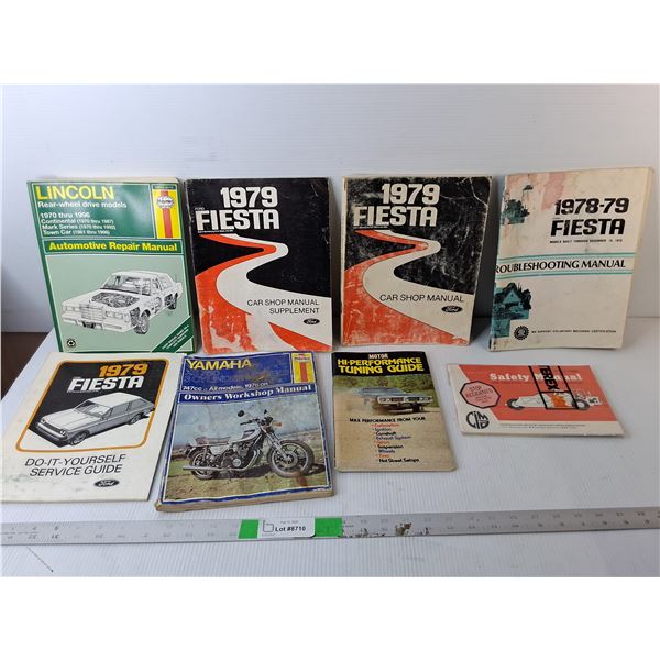 (8) Automotive Manuals- 1979 Fiesta, 1970-96 Lincoln, Yamaha 3 Cylinder, Misc.