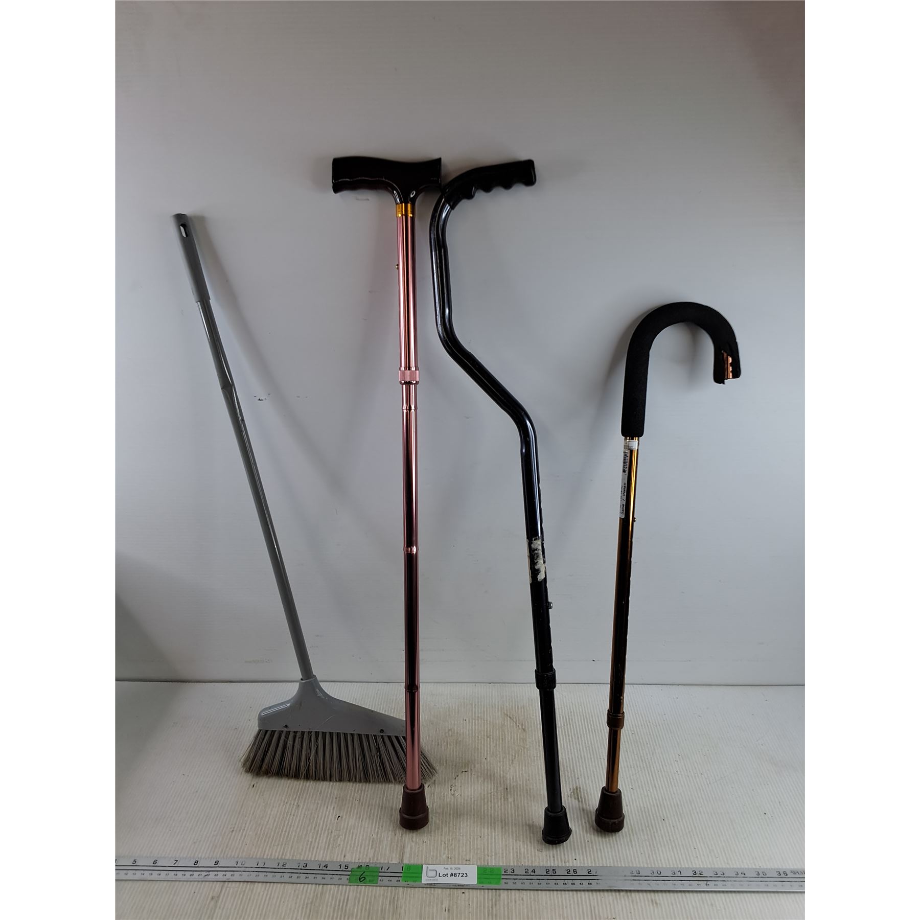 (3) Adjustable Canes, Angle Broom - PICK UP ONLY
