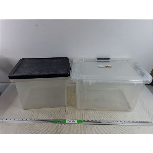 (2) Plastic Containers w/Lid 18 5/8" x 14" x 11 1/8", 14" x 11" x 11"